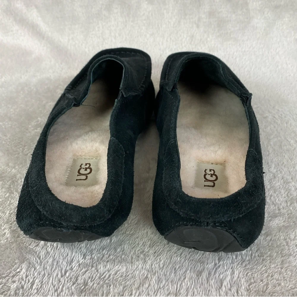 UGG Alamar Men Clog Slippers Size 8 Black Suede Shearling Sheepskin Slip On NEW